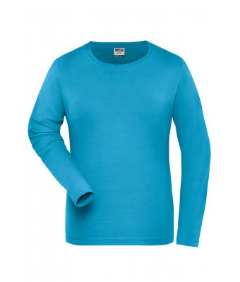 Donna Ladies' BIO Stretch-Longsleeve Work - SOLID - Turquoise 8706